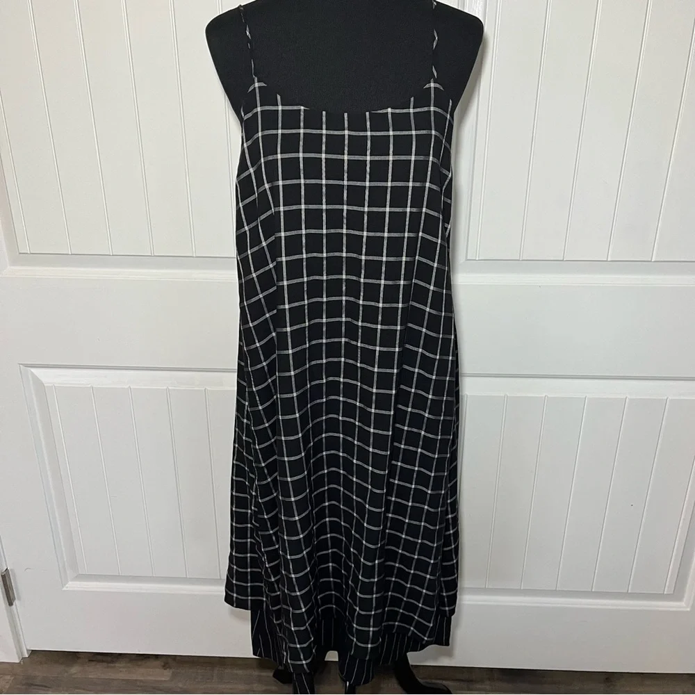 SVILU black white windowpane patterned midi dress women’s large - Picture 3 of 12